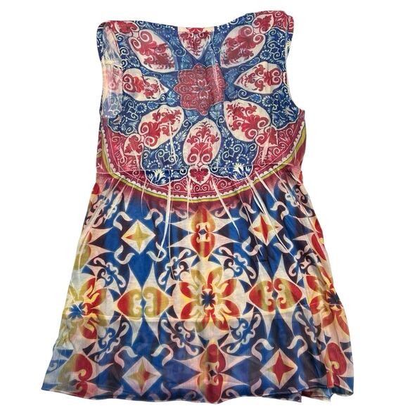 One World M Red Blue Layered Babydoll Top Rhinestone Boho Bling Y2K Fairy - Picture 5 of 11